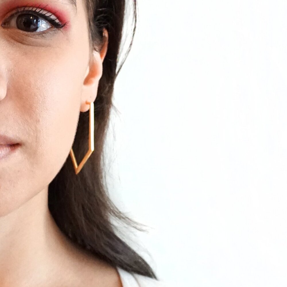 14k gold plated sterling silver dagger hoop earring